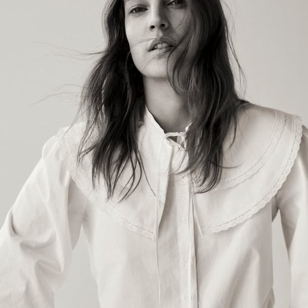 Mango - Scandinavian Inspired Large Collar Blouse